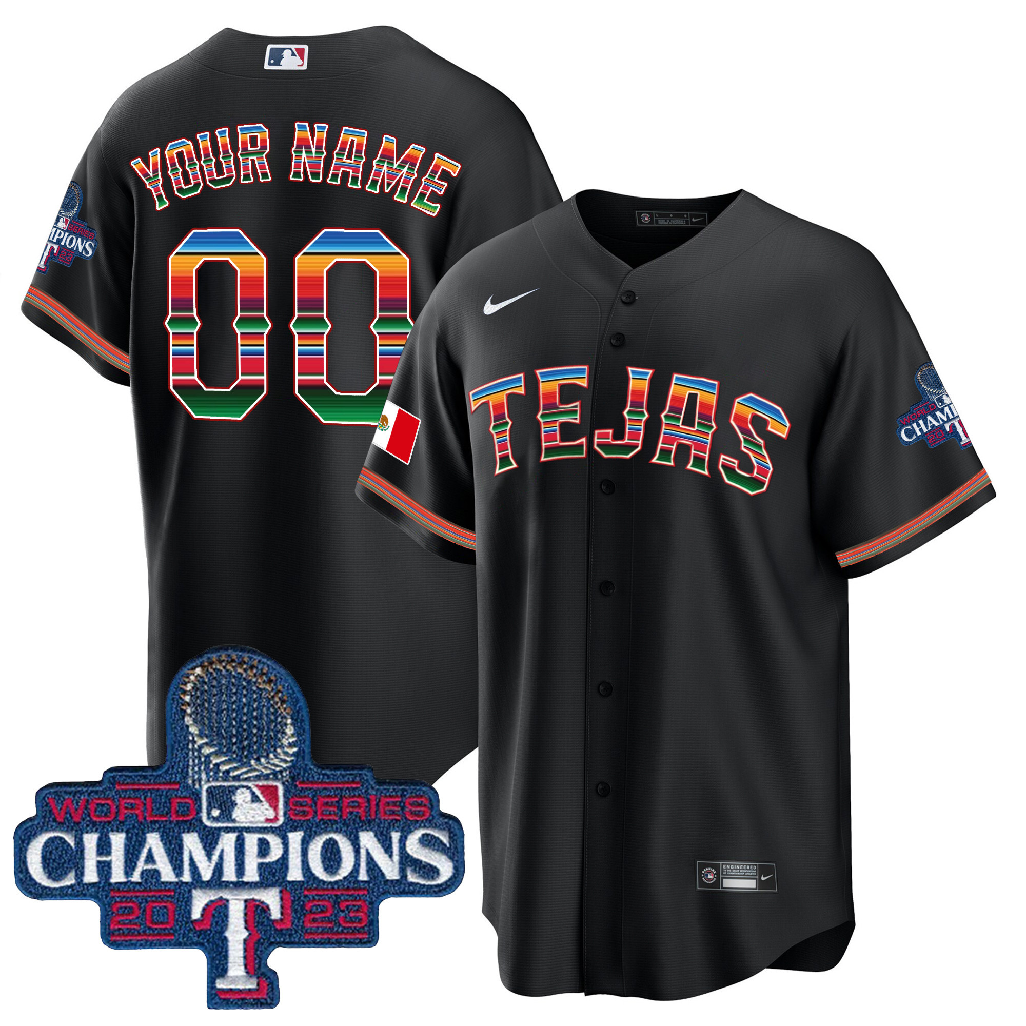 Texas Rangers 2023 World Series Champions Mexico Custom Jersey – All Stitched