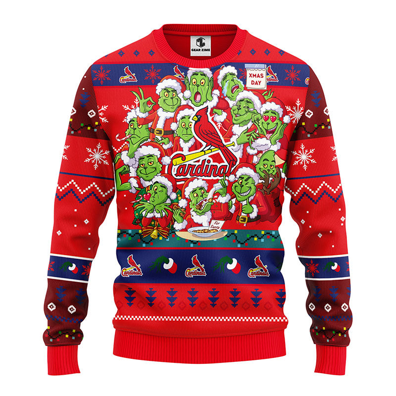 St. Louis Cardinals 12 Grinch Xmas Day Christmas Ugly Sweater