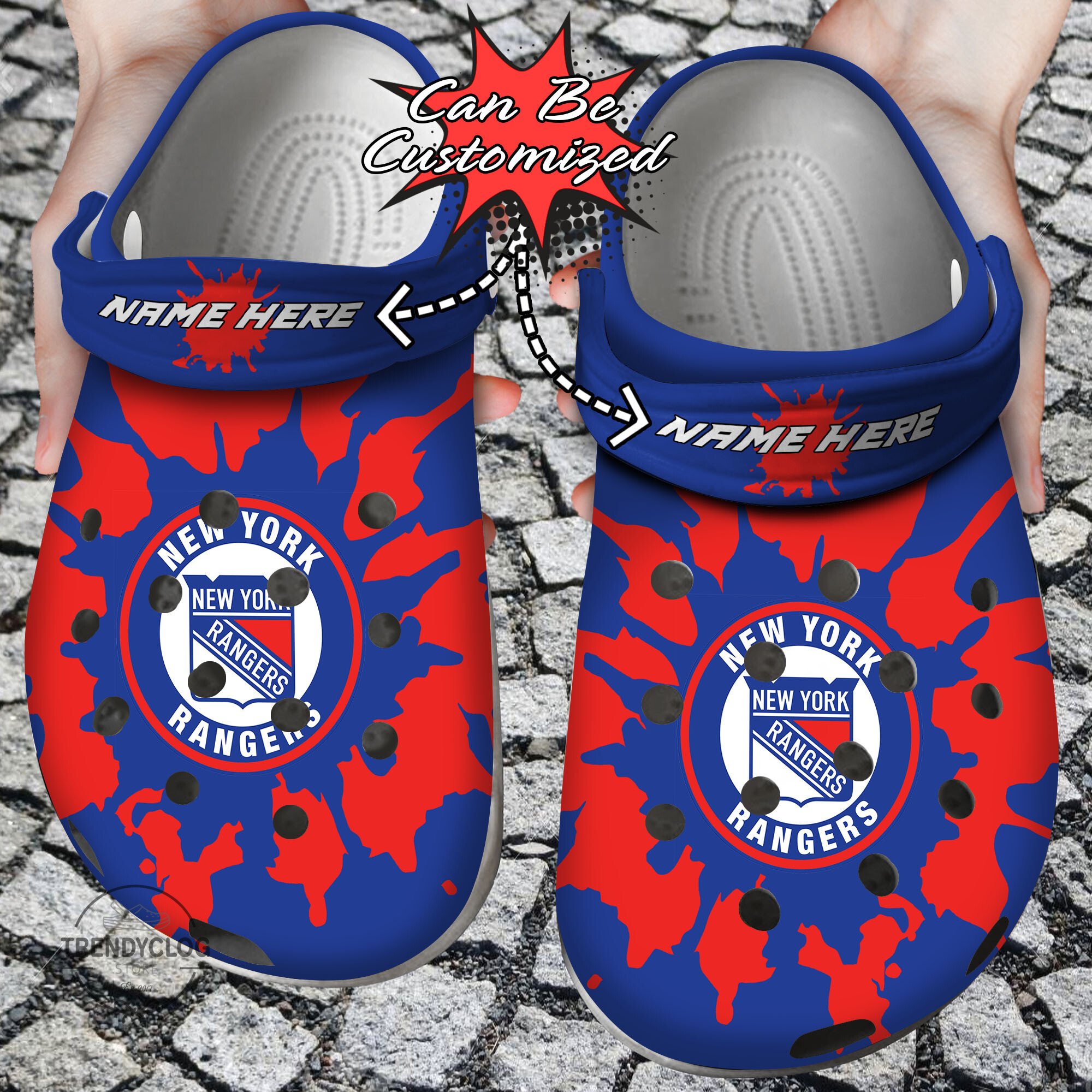 Hockey Crocs – Personalized Ny Rangers Color Splash Clog Shoes