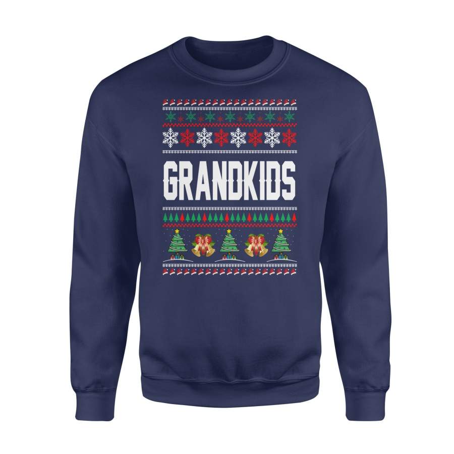 Grandkids Ugly Christmas Family Jingle Bells Hat Snowflakes Christmas Tree Holiday Christmas X-Mas Sweatshirt T Shirt Christmas Gift Ideas