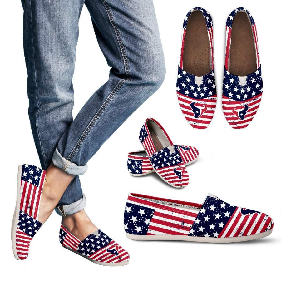 Star Stripers America Flag Houston Texans Women Casual Shoes