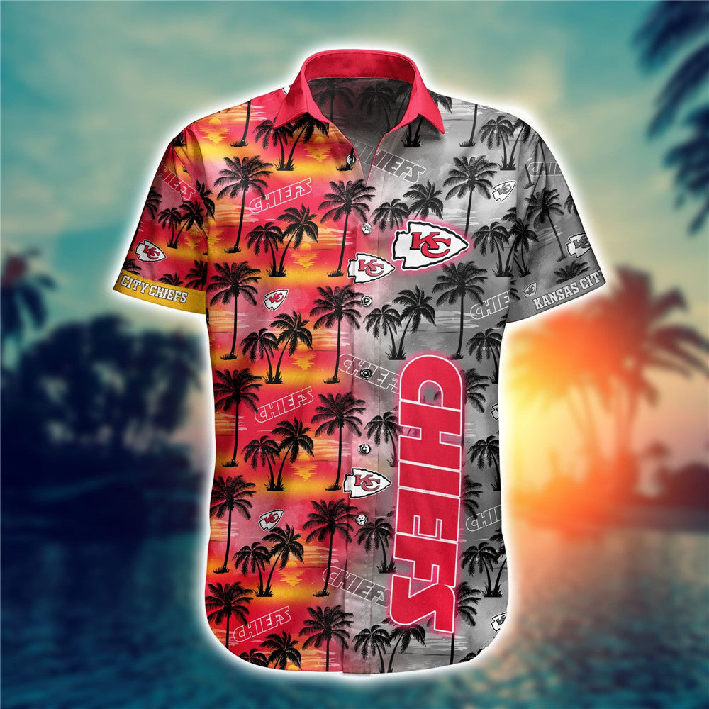 Men’S Kansas City Chiefs Hawaiian Shirt Palm Tree