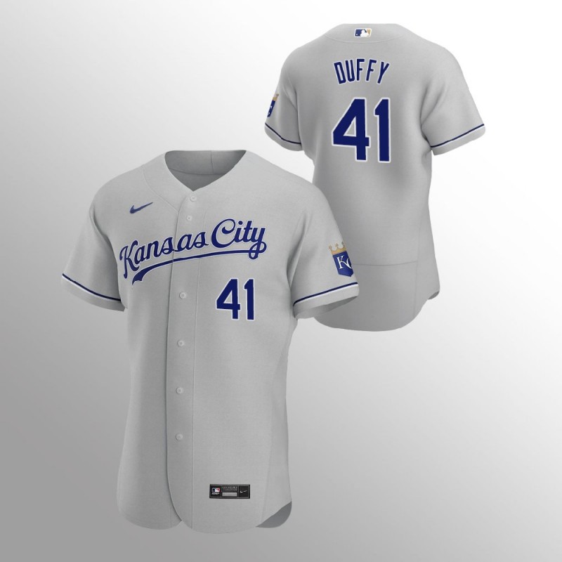 Men’S Kansas City Royals Danny Duffy Authentic Gray 2020 Road Jersey – All Stitched, Embroidery