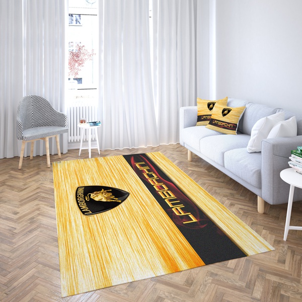 Lamborghini Logo Wood Floor Design Carpet Living Room  Area Rug