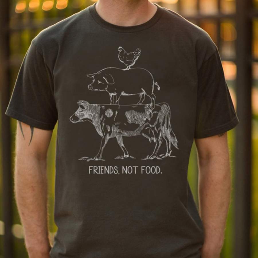 Vegetarian Farm Animal T Shirt Friends Not Food Vegan Shirt Vegetarian Shirt Animal Rights Shirt No Meat Cow Pig Chicken Pyramid Unisex Tee