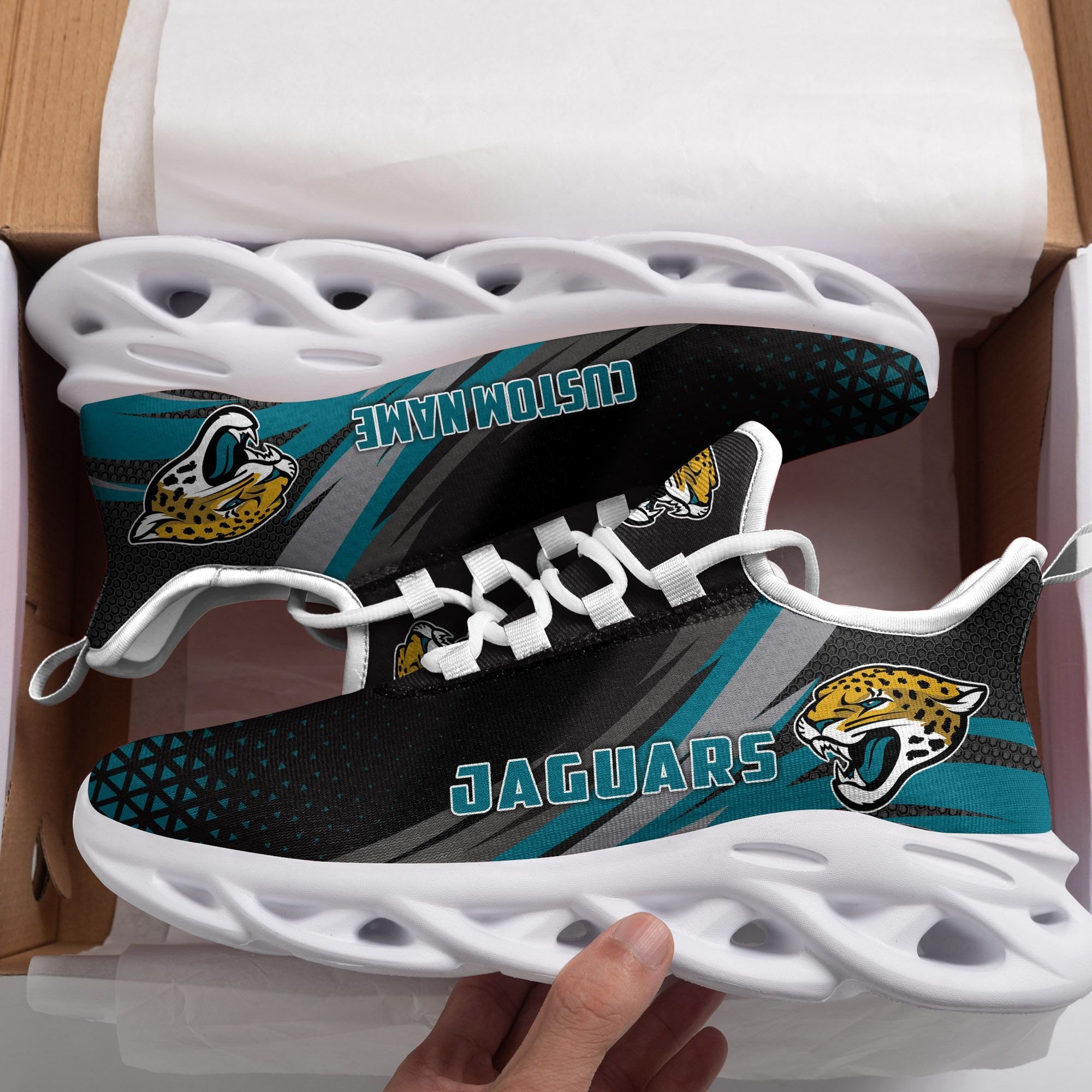 Jacksonville Jaguars Triangle Custom Personalized Max Soul Sneakers Running Sports Shoes For Men Women Football Fanfootball Fan