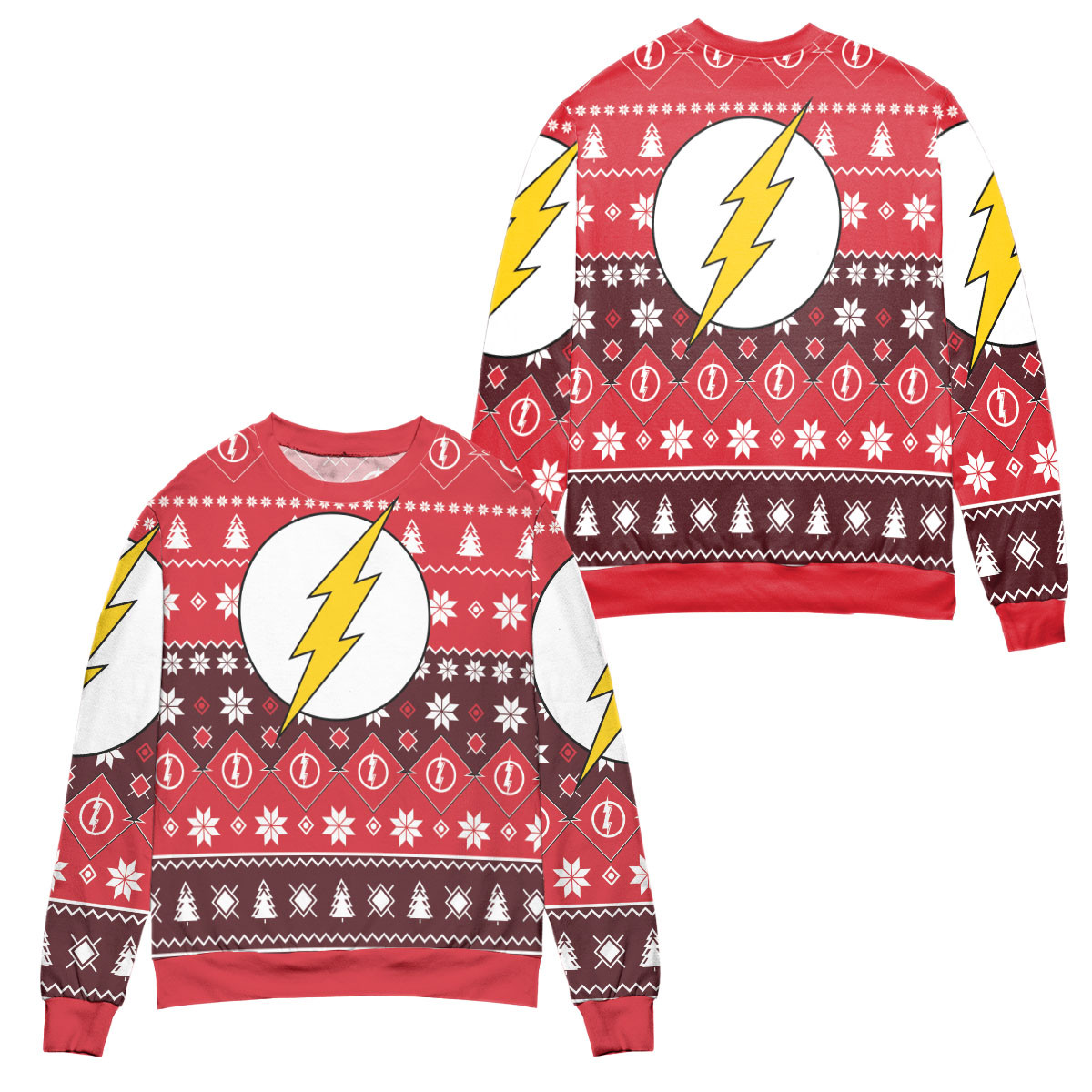 The Flash Logo Dc Christmas Pattern Ugly Christmas Sweater – All Over Print 3D Sweater – Red