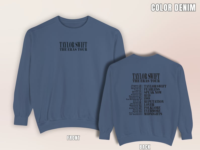 Eras Blue Crewneck, Blue Crewneck Dupe, Eras Tour Blue Sweatshirt, Swiftie Sweatshirt, Comfort Colors, Folklore, Evermore, Speak Now, 1989