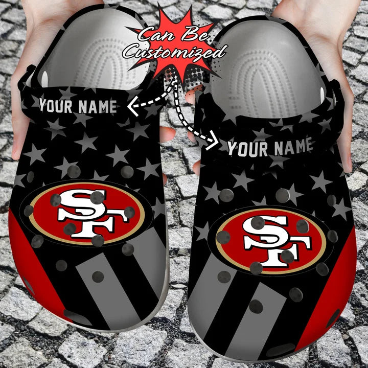 Football Crocs – Personalized San Francisco 49Ers Star Flag Clog Shoes