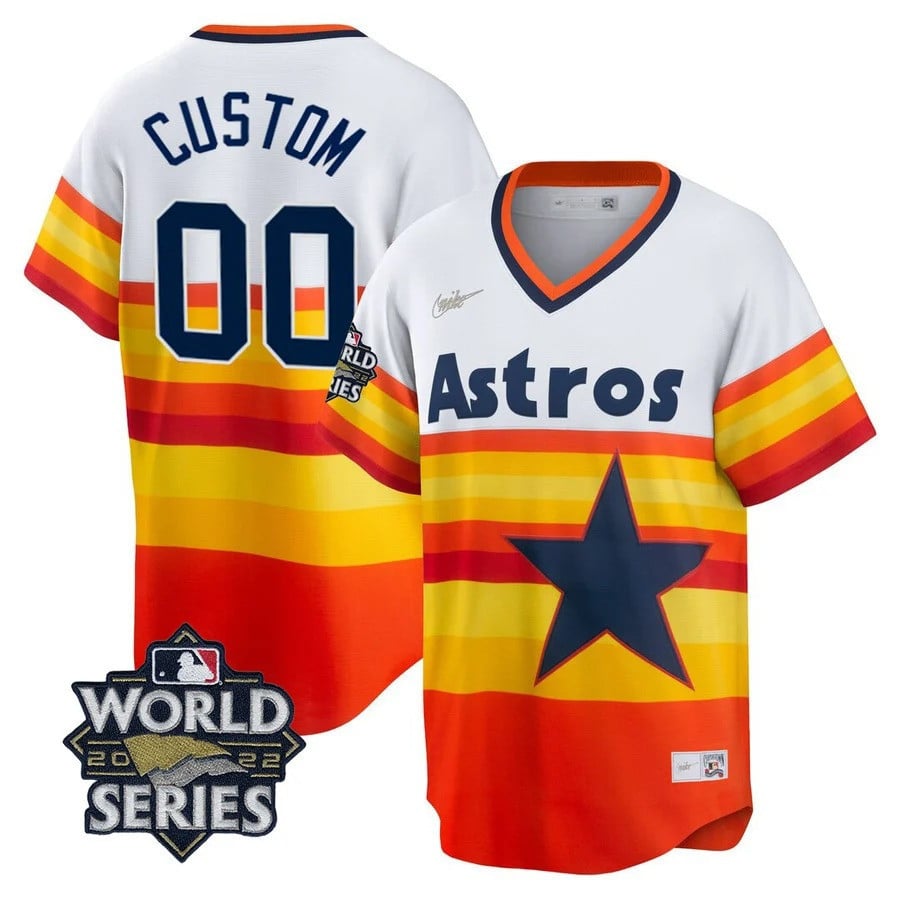 Houston Astros White Home Cooperstown Collection Custom Name And Number
