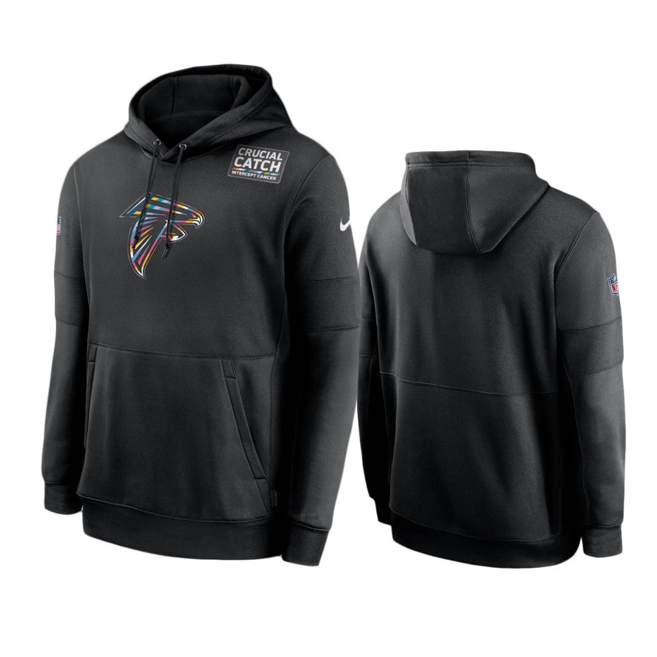 Atlanta Falcons Black Sideline Performance Crucial Catch Pullover Hoodie