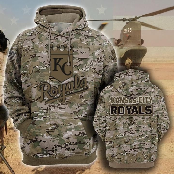 Kansas City Royals Camouflage Veteran 3D T Shirt Hoodie Sweater