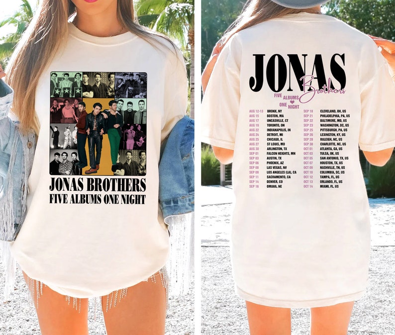 Jonas Brothers Full Album Shirt, Jonas Brothers Tour Shirt, Five Albums One Night Tour Shirt