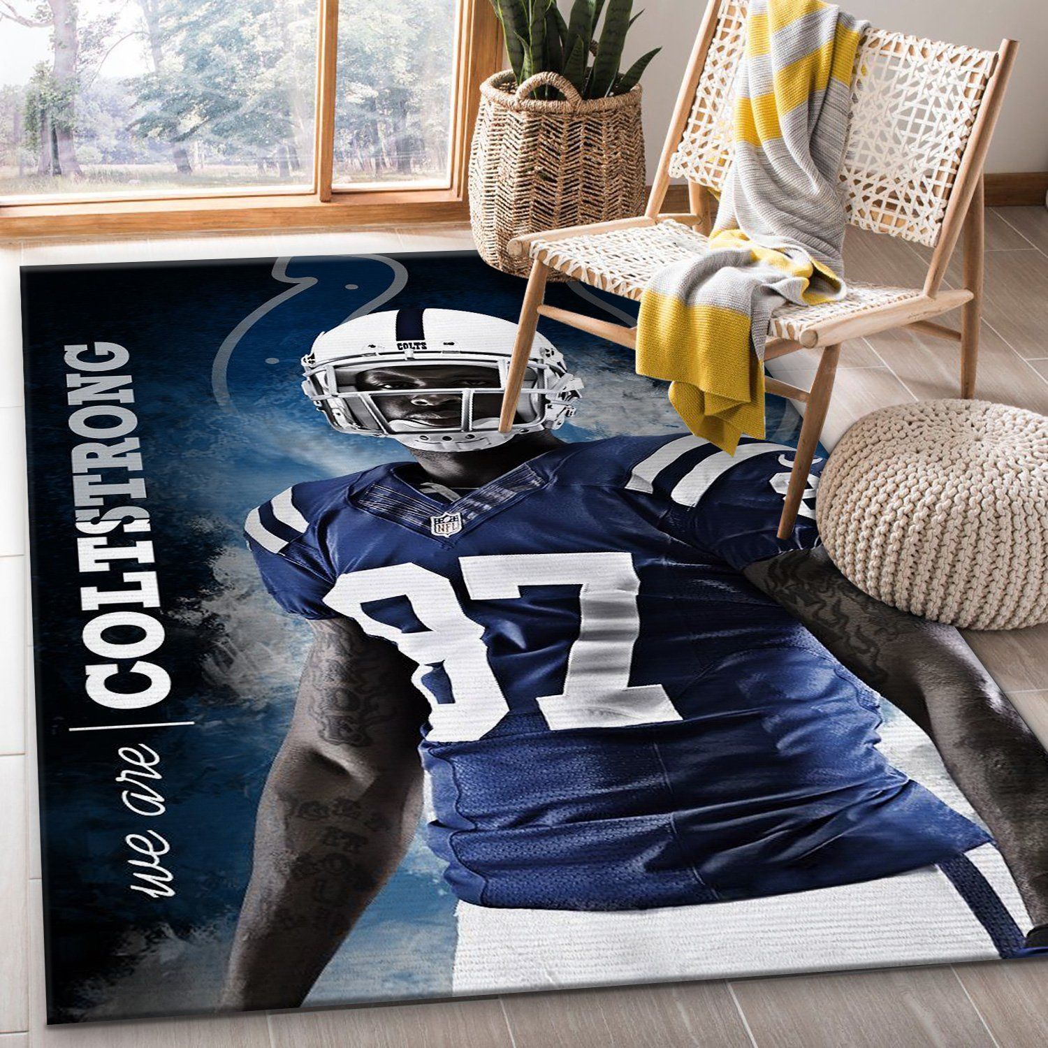 We Are COLTSTRONG Reggie Wayne 87 Indianapolis Colts Area Rug BB221010 Football Floor Decor The US Decor