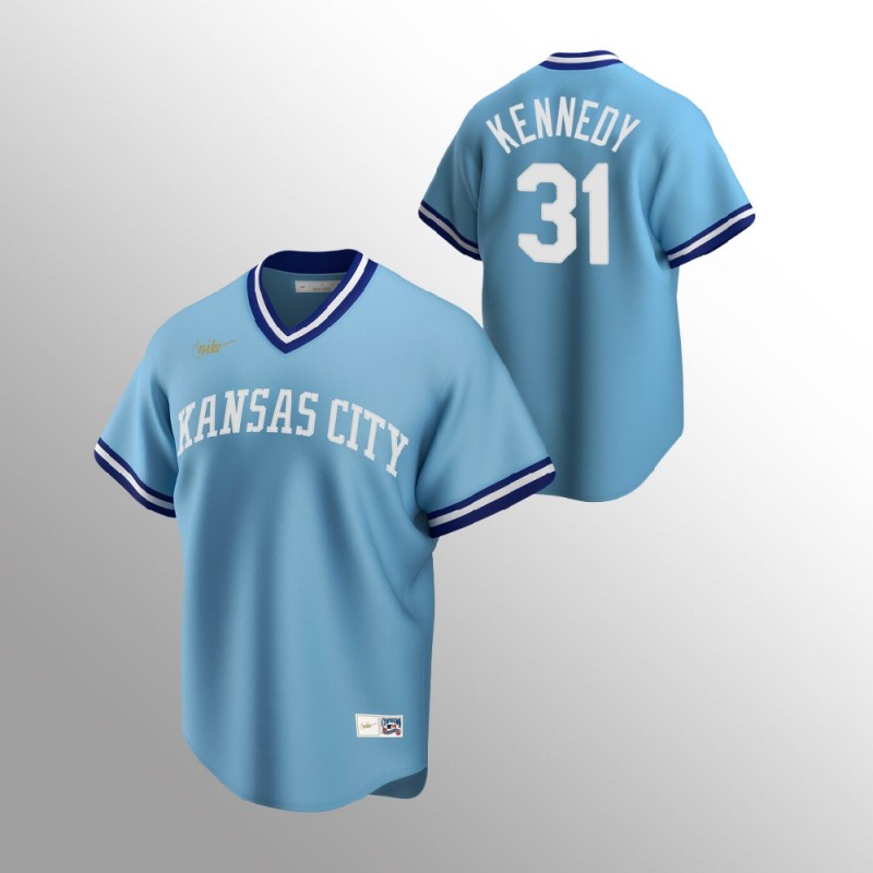 Men’S Kansas City Royals #31 Ian Kennedy Light Blue Road Cooperstown Collection Jersey – All Stitched, Embroidery