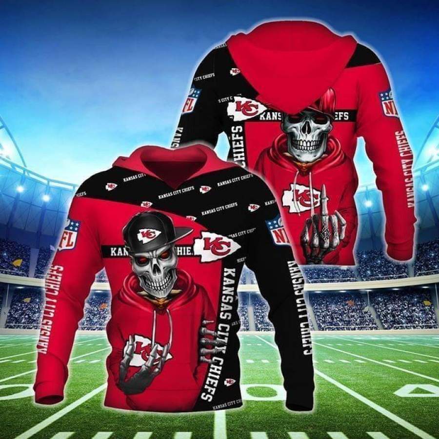 Kansas City Chiefs Hip Hop Skull Printed Hoodie Unisex 3D All Over Print