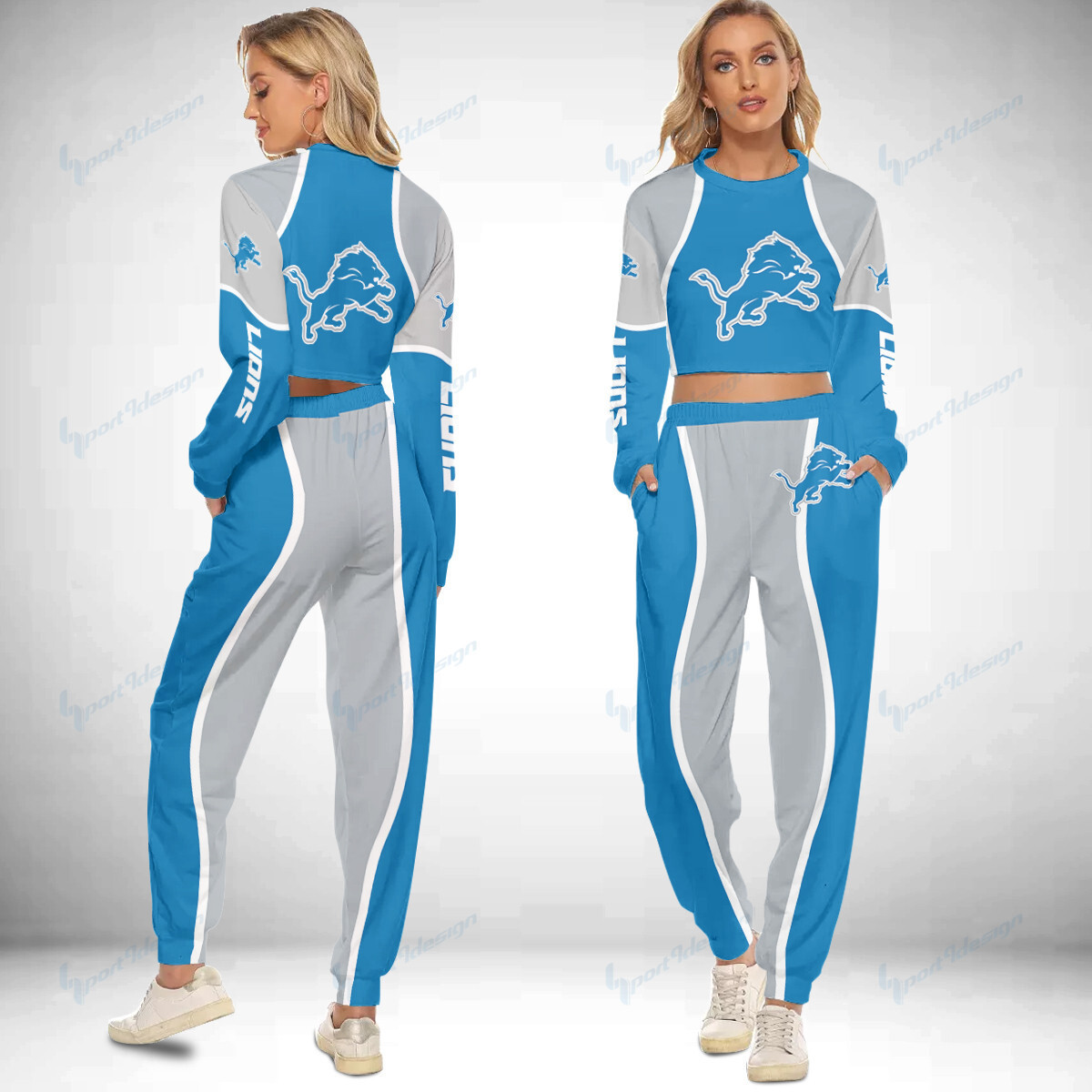 Detroit Lions Crop Sweatshirt Suit 35