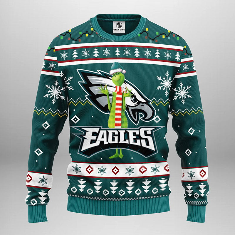 Philadelphia Eagles Funny Grinch Ugly Christmas Sweater