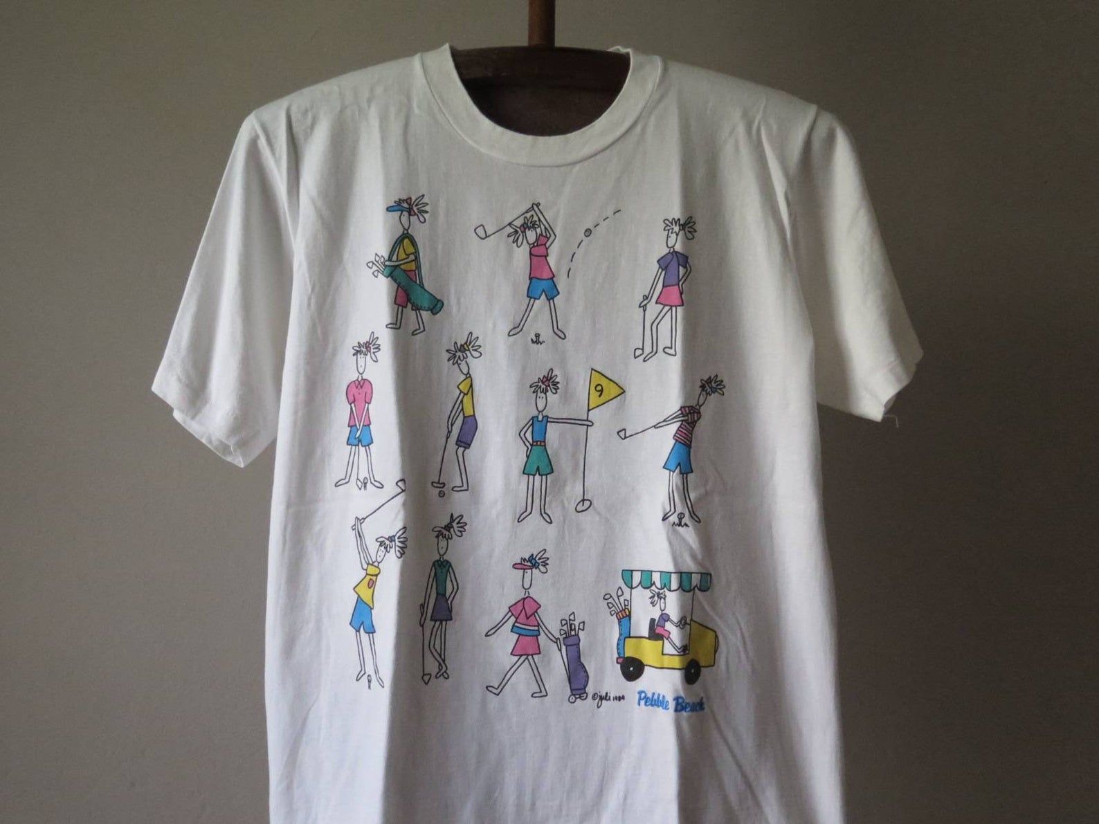 Vintage Golf T Shirt Golf Cartoon Juli Orignal Designs 1989 Golf Painting Tee Pop Art Vintage Art T Shirt Artist Tee