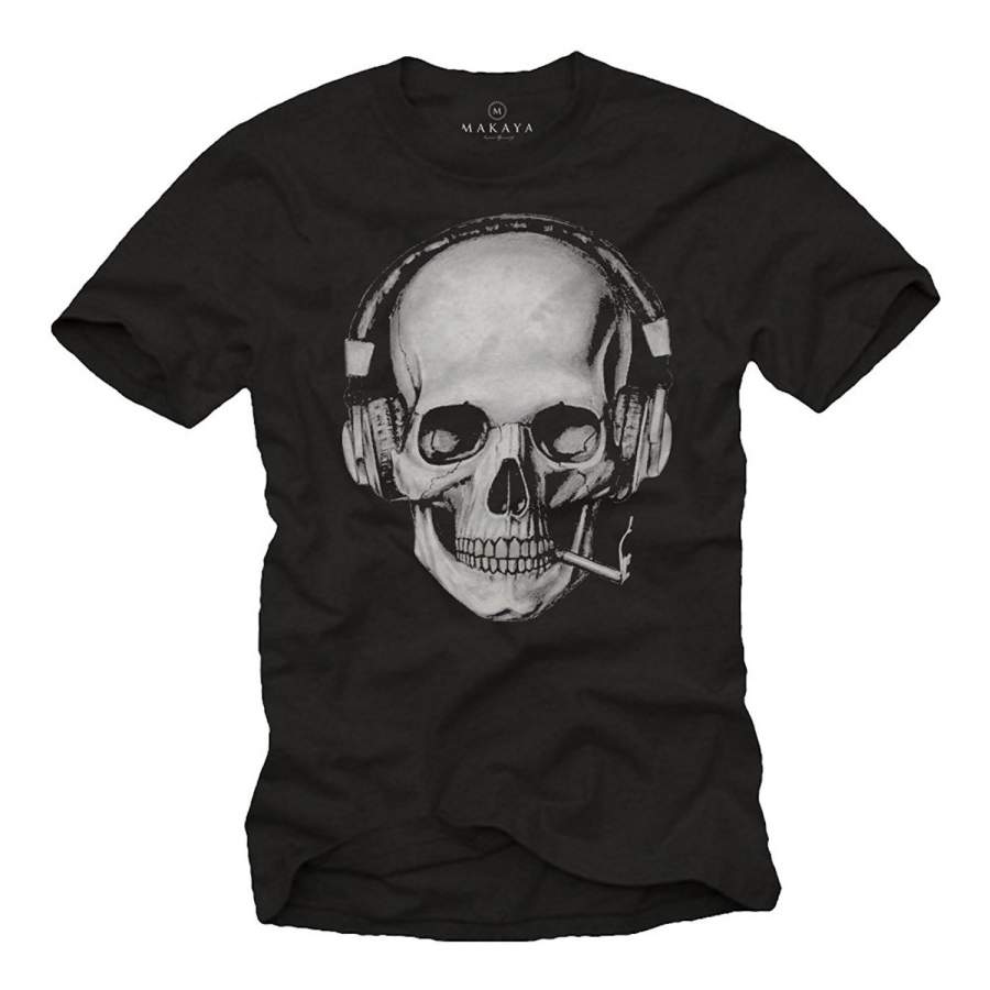 Fashion Men’s Cotton T-Shirt Vintage Gothic Clothing Smoking Skull T-Shirt Men Funny Tshirt