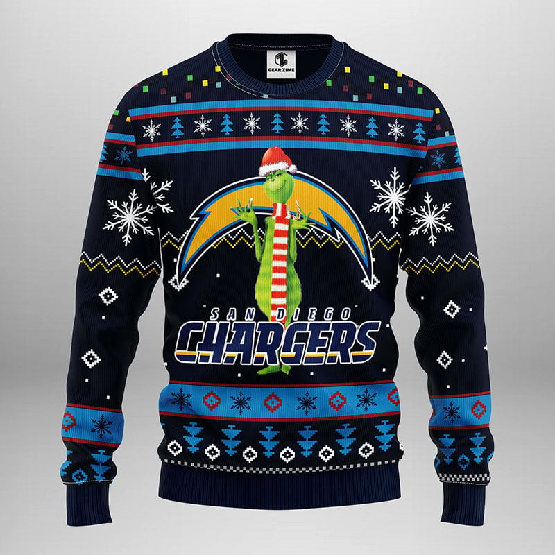 San Diego Chargers Funny Grinch Ugly Christmas Sweater