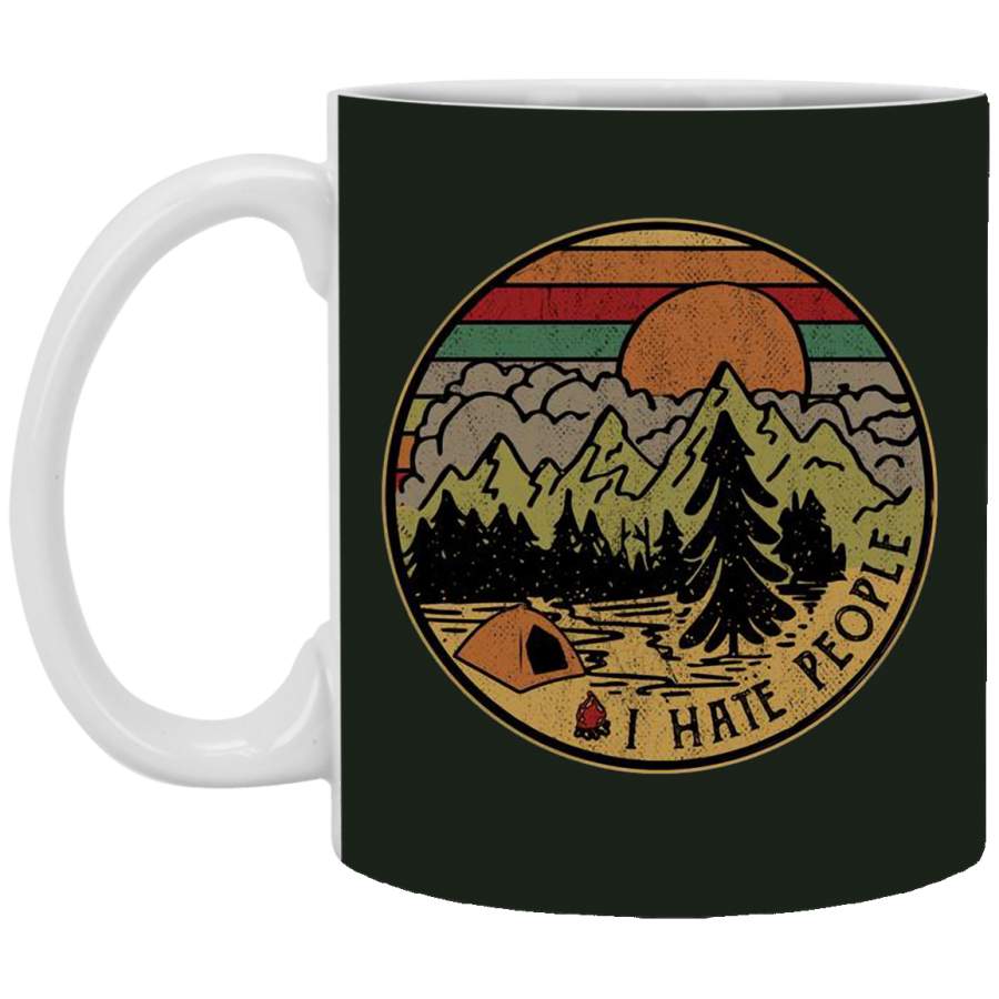 Sunset Camping I Hate People Vintage Mug