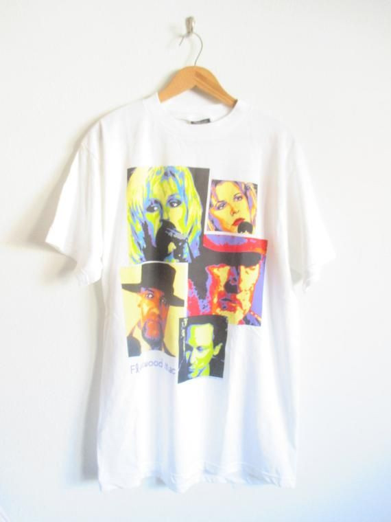 Vtg Fleetwood Mac Epic 1997 Reunion Tour Shirt White Colorful Block Portraits Shirt