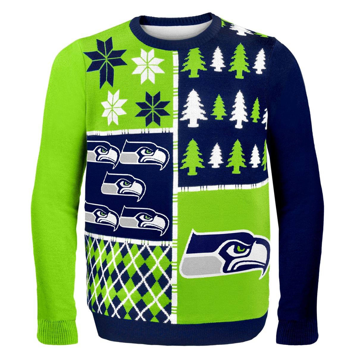 Seattle Seahawks Busy Block Nfl Ugly Sweater