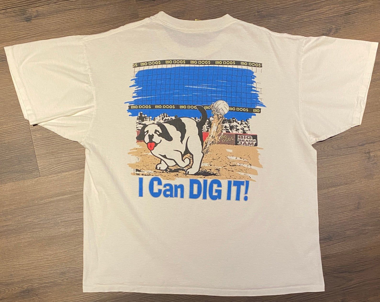 Big Dogs Volleyball I Can Dig It Graphic Tee | X | Vintage 1990s Single Stitch Cartoon Dog T-shirt |  To Usa |