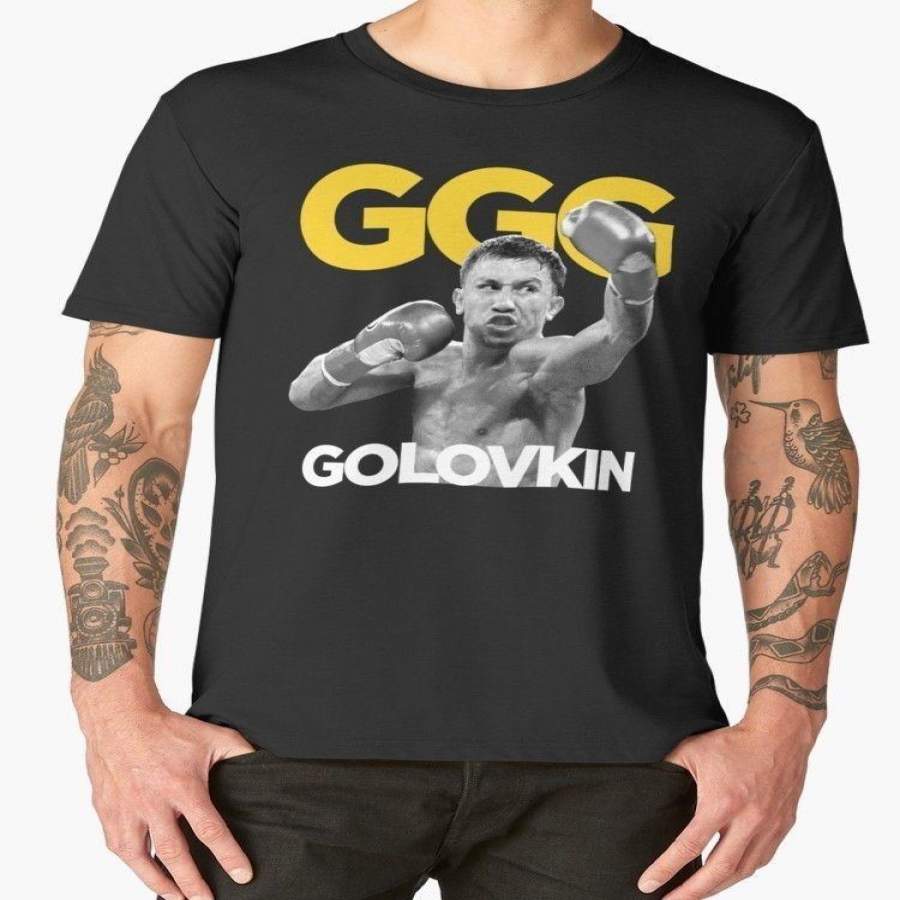 Vintage Style Mens GGG Gennady Golovkin Poster Design Men’s Black T-Shirt