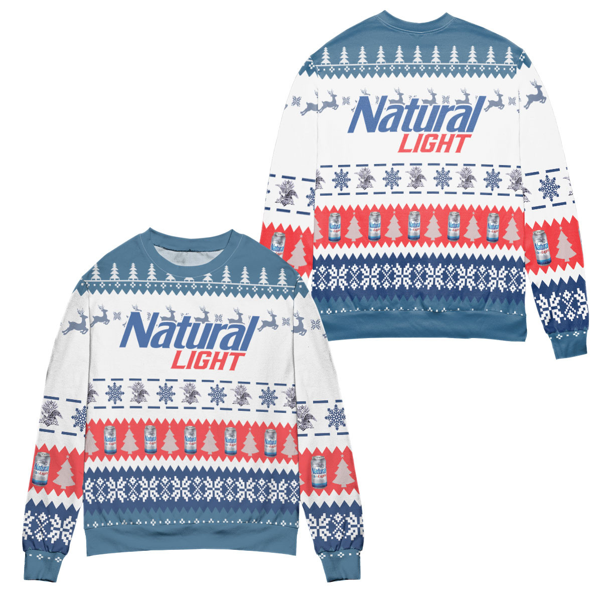 Natural Light Beer Christmas Pattern Ugly Christmas Sweater – All Over Print 3D Sweater