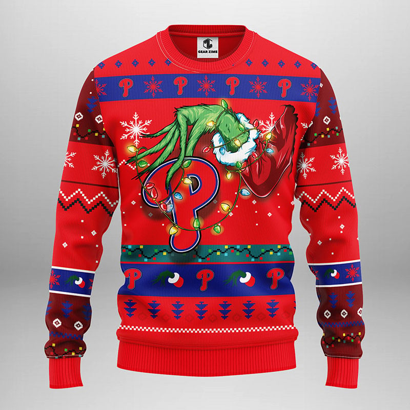 Philadelphia Phillies Grinch Ugly Christmas Sweater