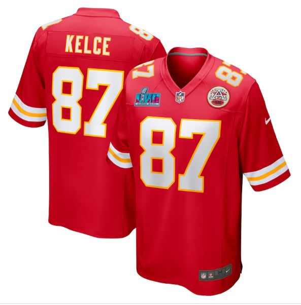 Men’S Kansas City Chiefs Travis Kelce Red Super Bowl Lvii Game Jersey