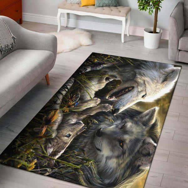 Wolf Art Home Decor Rectangle Area Rug 52