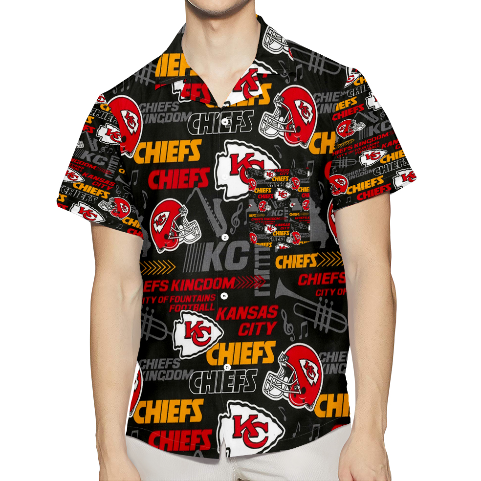 Kansas City Chiefs Emblem V10 3D All Over Print Summer Beach Hawaiian Shirt With Pocket