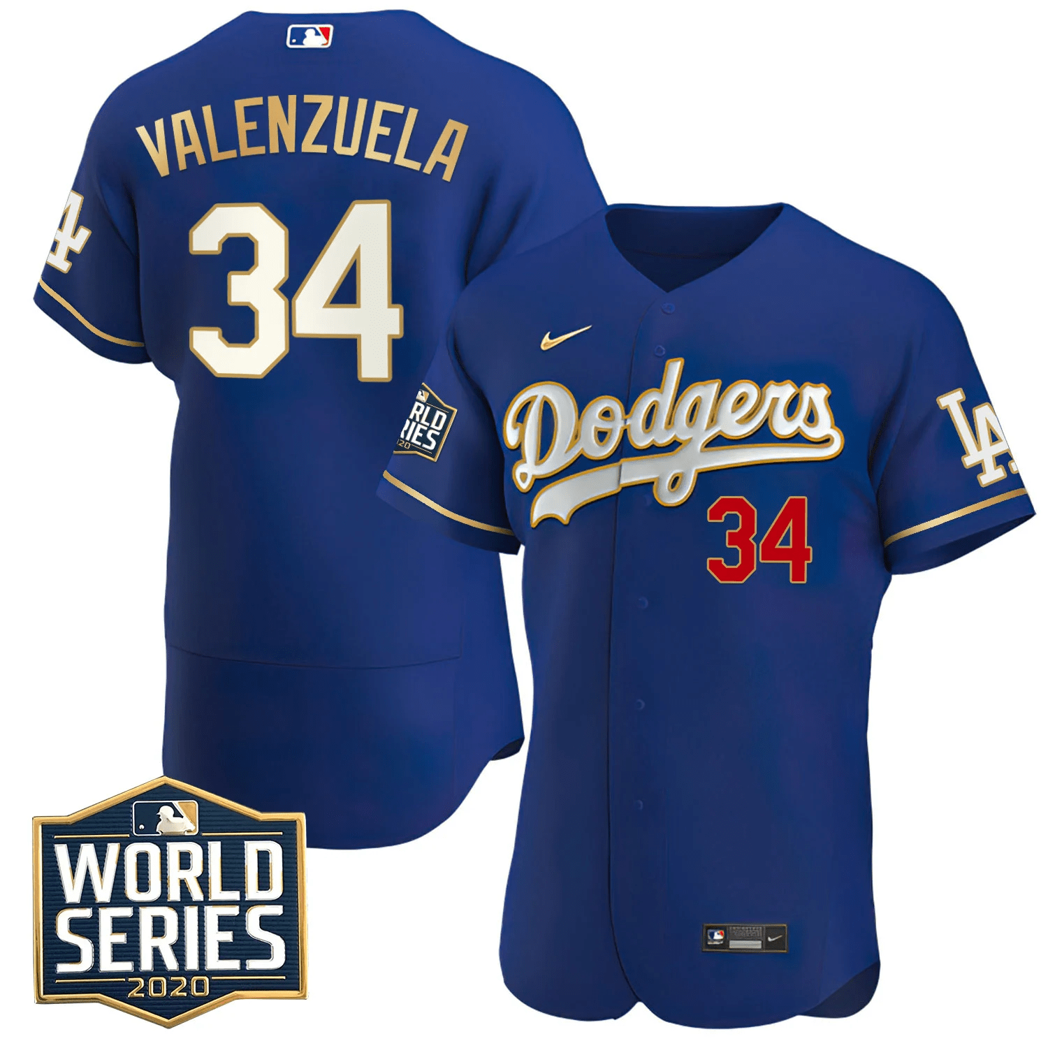 Fernando Valenzuela Dodgers World Series 2020 Patch Flex Base Jersey – All Stitched