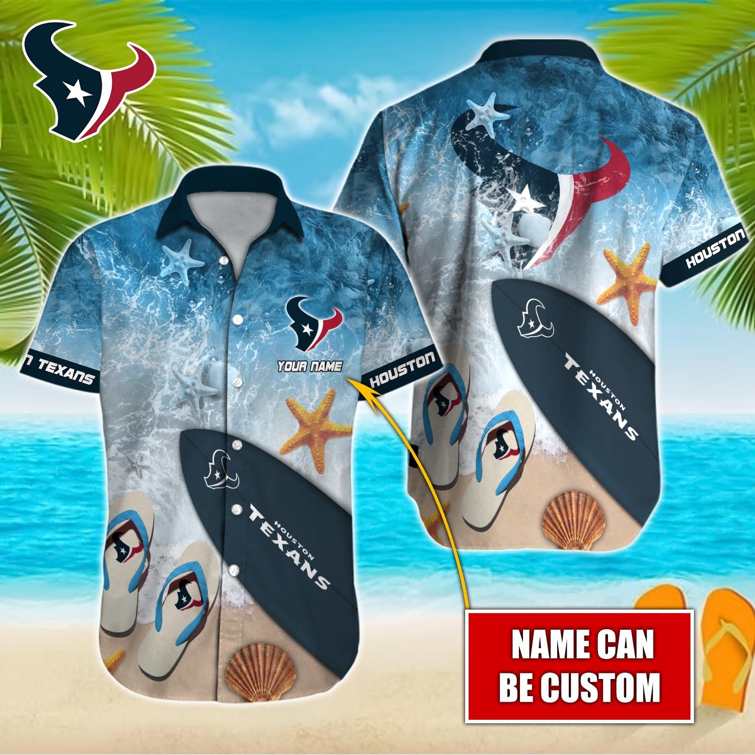 Houston Texans Custom Name Hawaiian Shirt T-39910 - Funnymugsandshirts Fashion