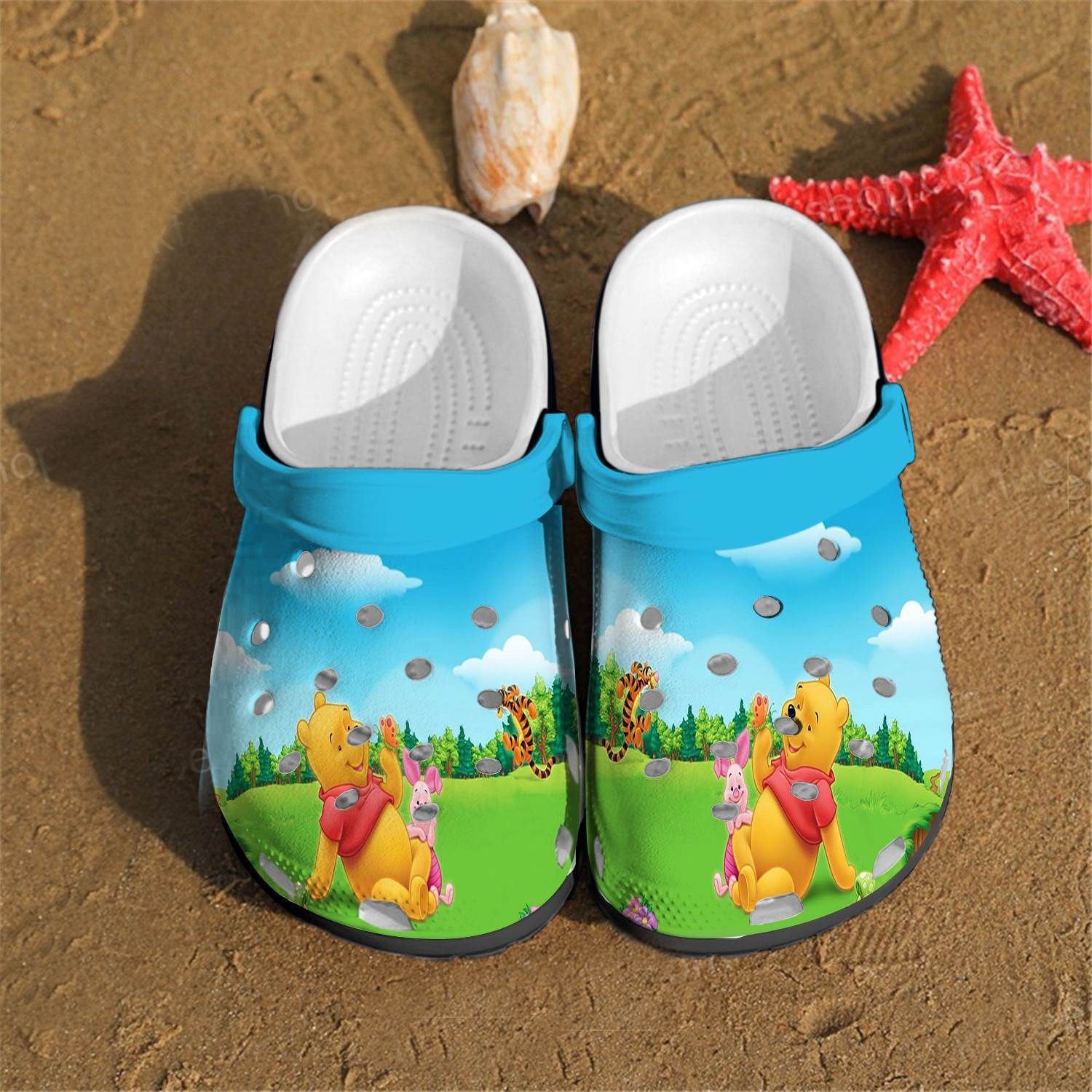 Winnie The Pooh Bear Rubber 3D Crocband Clog