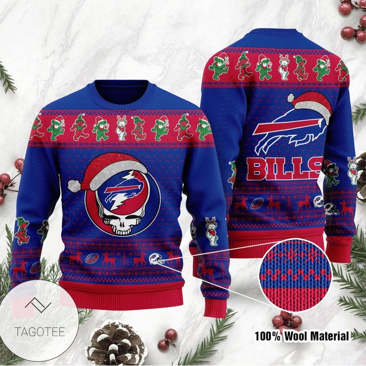 Buffalo Bills Skull Royal Blue Gift For Fan Ugly Wool Sweater Christmas