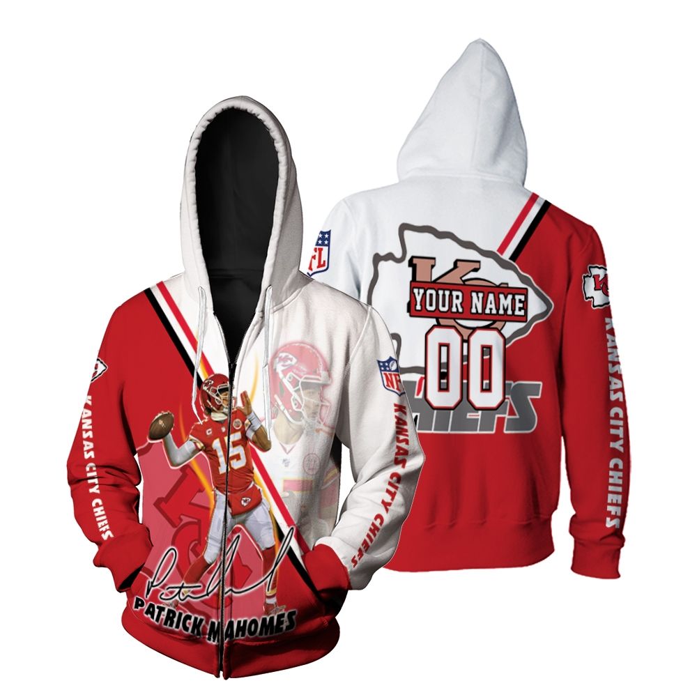 Patrick Mahomes Kansas City Chiefs 3d Personalized Zip Hoodie