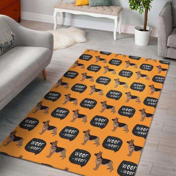 Woof Woof German Shepherd Pattern Print Home Decor Rectangle Area Rug