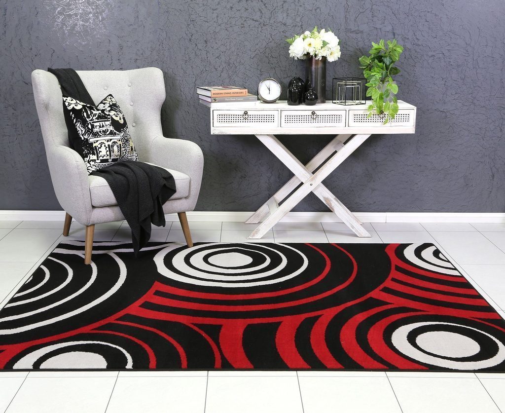 Elly Modern Circles Red Black Rug RC &hellip;