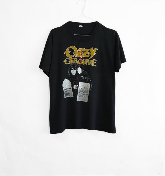 Vintage 1989 Ozzy Osbourne No Rest For The Wicked European Tour Shirt Mean Machine Udo Hard Rock And Roll Heavy Doom Metal Black Shirt