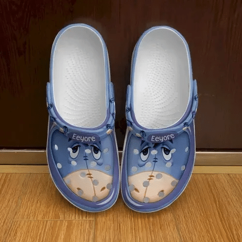 Eeyore Winnie The Pooh Eyes Pattern Crocs Classic Clogs Shoes In Blue