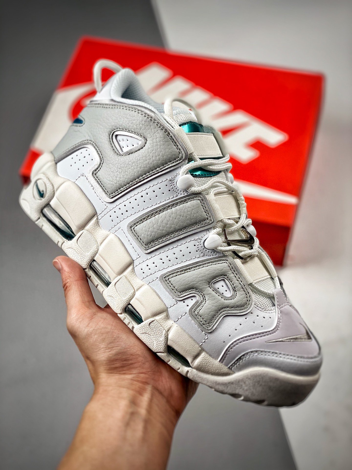 Nike Air More Uptempo WhiteGreyMetallic Teal DR7854-100 5338688