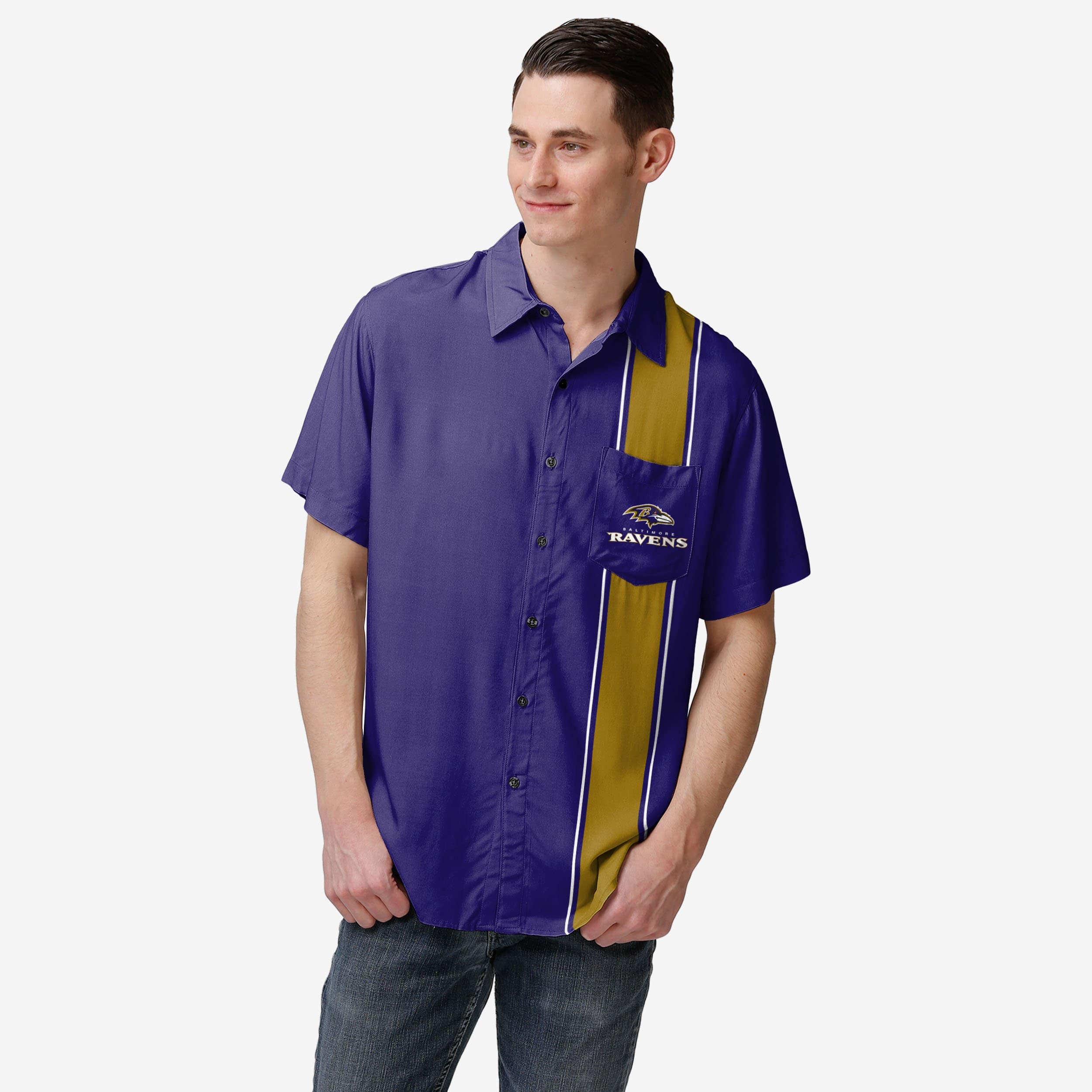 Baltimore Ravens Bowling Stripe Button Up Shirt