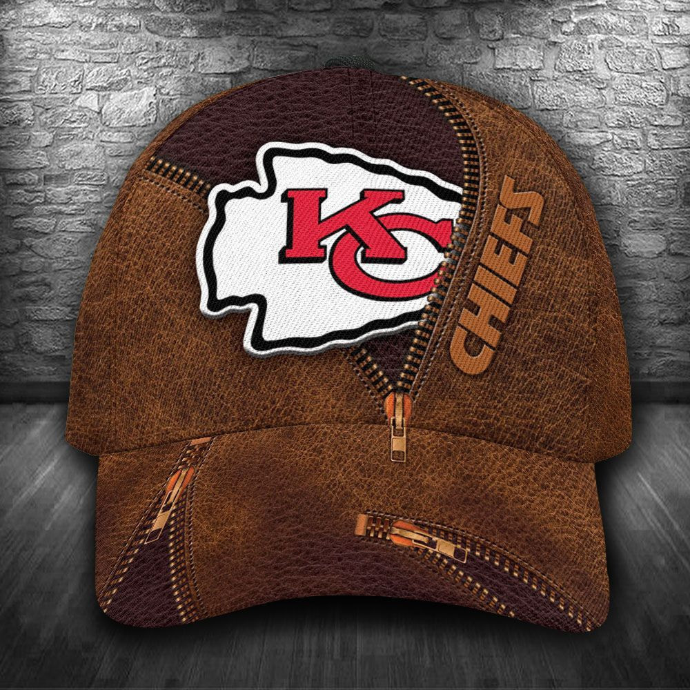 Personalized Kansas City Chiefs Zip All Over Print 3D Baseball Cap – Brown