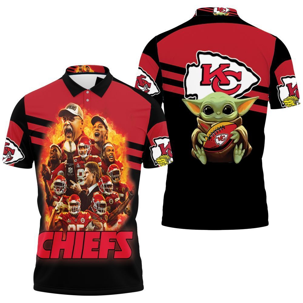 Master Yoda Kansas City Chiefs Logo Afc West Champions Division Super Bowl 2021 3D Polo Shirt, Jersey