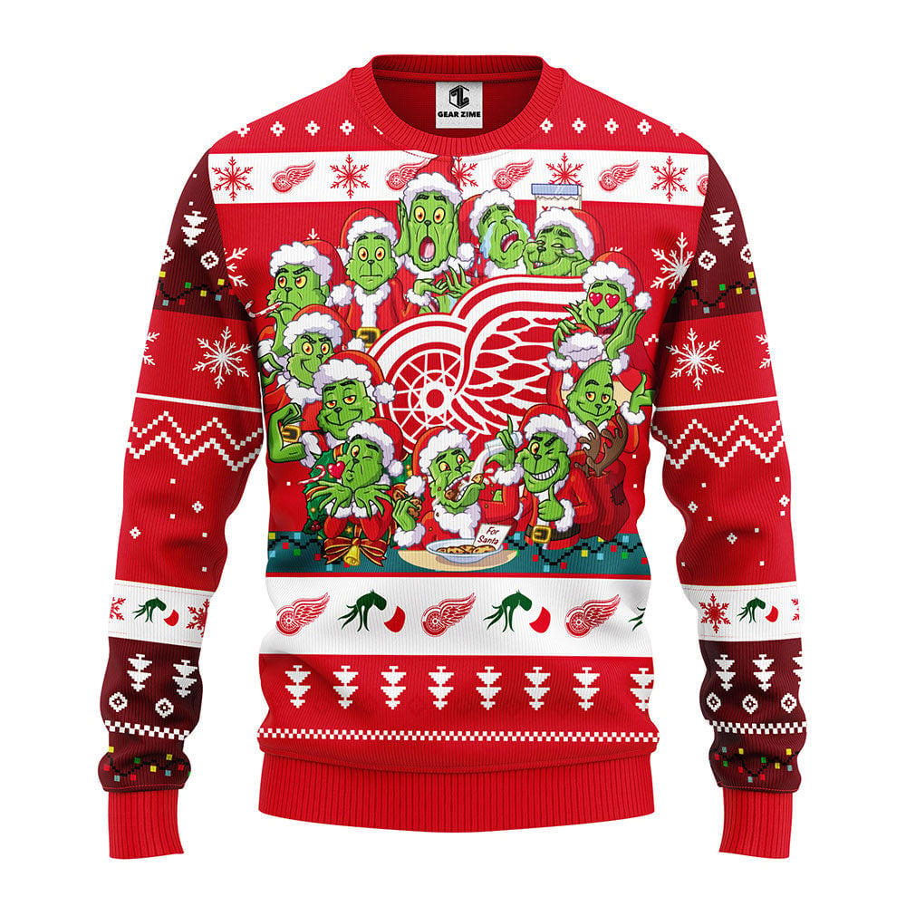 Detroit Red Wings 12 Grinch Xmas Day Ugly Christmas Sweater