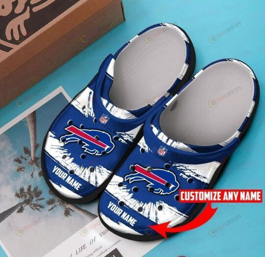 Buffalow Bills Logo Stripe Custom Name Crocss Classic Clogs Shoes In Blue White – Aop Clog